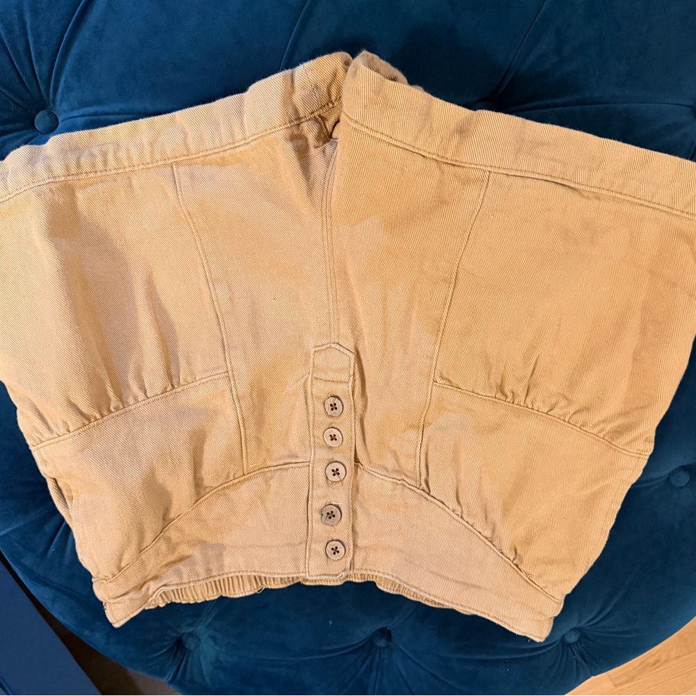 Tan Button-Up Boho Shorts